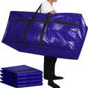 Windyun 4 Pack 57 Gallon Extra Large Moving Bags XXL Heavy Duty Storage Bag with Strong Zipper Handle Jumbo Big Tote Box Foldable for College Dorm Travel Clothes Duffle Blanket Pillow(Navy Blue)