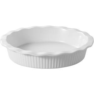 DOWAN Pie Pan for Baking, 9 Inch Round Baking Dish for Dinner, 45 Ounce Pie Plate Ceramic Quiche Pan Non-Stick with Deep Fluted Pie Dish for Apple Pies, Pot Pies, Quiches, Tart, Oven Safe Dish, White