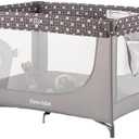 Pamo Babe Portable Crib Baby Playpen with Mattress and Carry Bag Grey