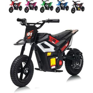 24V Electric Dirt Bike for Teens, 12" Fat Tire 350W Electric Motorcycle
Large Battery, 14MPH Top Speed, 130 LBS Max Load, Mini Dirtbike for Kids, Mountain Off-Road Bike Fit Age 10+