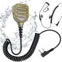 IP65 Waterproof Shoulder Mic Walkie Talkie Radio Speaker Microphone 3.5mm Audio Jack Reinforced for Baofeng Kenwood Retevis Arcshell bf-f8hp uv 5r uv5r uv-5r tk 240 rt21 rt22 (Color Coffee)