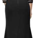 Miusol Women's Plus Size Vintage Formal Floral Lace Ruffle Slit V Neck Evening Party Elegant Maxi Dress X-Large Plus, Black