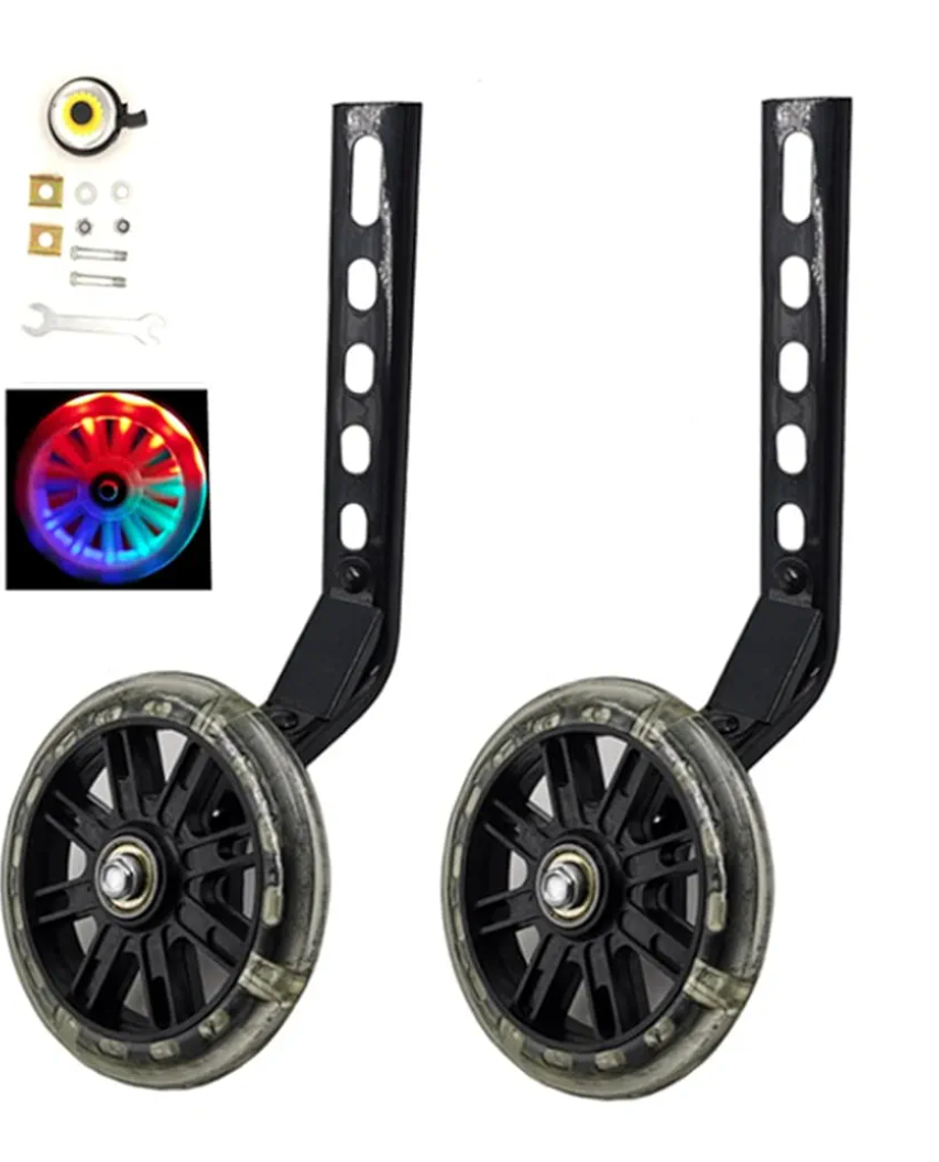 a Pair of Children's Bicycle Riding Flash Silent Training Wheels, Suitable for 12-20 inch Single Speed Bicycles