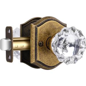 Crystal Door Knobs Interior, Vintage Passage Glass Door Knobs Antique Brass Door Knobs for Hall Closet