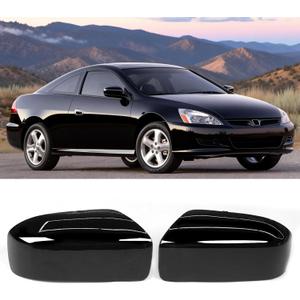 Yumzeco 2PCS Compatible with Honda Accord Mirror Cover 7th Gen 2003 2004 2005 2006 2007, Driver Passenger Side Rearview Mirror Caps Replacement for Honda Accord W/O Light Hole (US Model)- Glossy Black