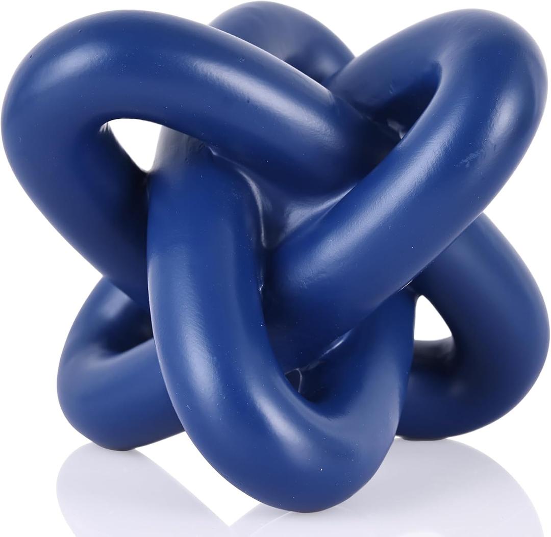 DOVDOV Blue Knot Sculpture, Three Knot Sculptures, Blue Home Decor Accents, Knot Sculptures for Rustic-Style Coffee Tables, Living Room Dining Tables, Entrance Hall Shelves, and Small Decorations.