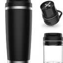 Portable Personal Blender 24oz Vacuum Cup Cordless Blender for 120 Watt Rechargeable Personal Size blender With Stainless Steel Bottle Ideal For-Shakes and Smoothies, BPA Free (Black