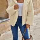 Tankaneo Womens Cropped Puffer Coat Hoodies Oversized Lightweight Winter Jacket Warm Long Sleeve Outerwear (X-Large, Beige)