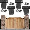 3.5 Inch Heavy Duty Gate Hinges, Gate Hinges for Wood Fence Gate Vinyl Shed Door, Black Iron Gate Strap Hinges with Screws, 4 Pack