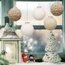Soulchen12 Pcs 3.15 Inch Neutral Fur Christmas Ball Bulk Sherpa Christmas Tree Ornaments Round Hanging Decoration for Party Supplies Holiday Rustic Fireplace Mantel Home Wall Decor