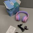 2024 Bluetcooth Kids Headphones Fit for Aged 3-21, Colorful LED Lights Comfort Wireless Headphones with Microphone 94dB Volume Limited for School/iPad/PC/TV/Cellphones, Wired & TF Card Mode, Pink
