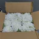 Flower Table Centerpieces - Set of 6 Floral Arrangement Artificial Wedding Hydrangeas Floral Arrangement with Rustic Metal Vase for Bridal Tea Party Event Decorations - White