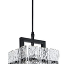 IKK Black Crystal Pendant Light for Kitchen Island, Luxury Water Ripple Glass Chandelier Lights Fixture, Modern Elegant Adjustable Pendant Lighting for Dining Room Bedroom, E12 Bulb, L6.5'' x H11.8''