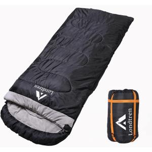 LONDTREN Large 0 Degree Sleeping Bags for Adults Cold Weather Sleeping Bag Camping Winter Below Zero 20 15 Flannel Big and Tall XXL, Black