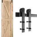 SMARTSTANDARD 4.0ft Barn Door Hardware kit, Barn Door Track, Sliding Door Hardware kit, Smoothly and Quietly -Heavy Duty Sturdy -Easy to Install, Fit 24" Wide Door Panel (I Shape Hanger) (4 Feet)
