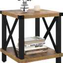 Large End Table Farmhouse Side Table Industrial Style Sofa Table Coffee Table Metal X Accent Wood End Table NightStand with Storage Shelf for Living Room Bedroom MLBZ16R (Rustic Brown)