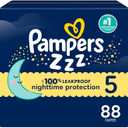 Pampers ZZZ Overnight Diapers, Size 5 (27+ lbs), 88 Count, Nighttime Protection Disposable Baby Diaper, Night Time Leak and Skin Protection