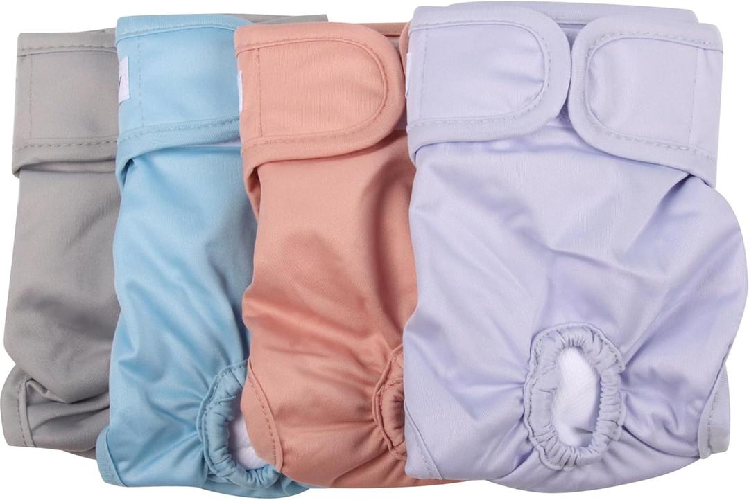 Reusable Female Dog Diapers for Large Dogs,(4 Pack) Easy Absorbent Medium Doggie Diapers for Peeing,in Heat,Dog Period Panties,XL