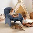 Funny Crab Design Novelty Accent Chair for Adults Teens, Soft Chenille Fabric Unique Animal Themed Kids Sofa, Cute Lounger for Bedroom, Living Room, Dorm, Apartment (Blue), 31.8W*31D*32.2H