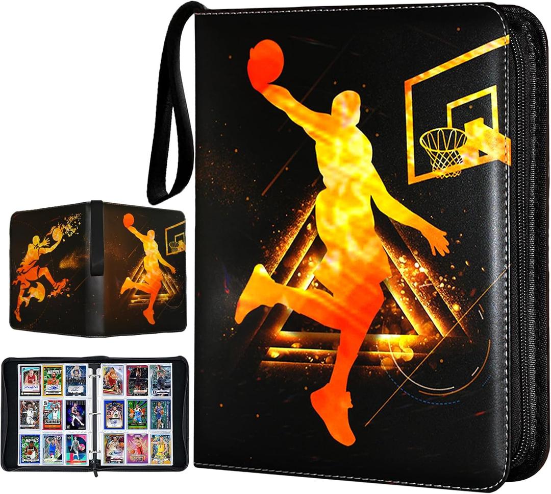 Basketball Cards Binder 900 Pockets, Trading Cards Holder Card Collectors Album,Trading Card Binder 9 Pocket with 50 Removable Sleeves for Basketball Card and Sports Card