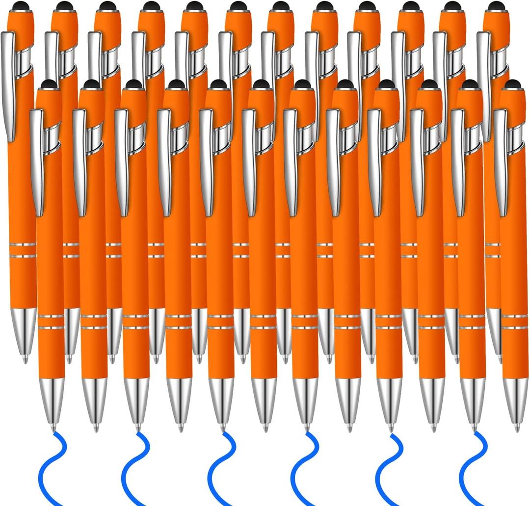 24 Pcs Blue Ink Ballpoint Pen with Stylus Tip 2 in 1 Ballpoint Pen 1.0 mm Blue Ink Metal Stylus Pen for Touch Screens Coworkers, Family, Colleagues, Office (Orange) 24 Pcs Blue Ink Ballpoint Pen with Stylus Tip 2 in 1 Ballpoint Pen 1.0 mm Blue Ink Metal Stylus Pen for Touch Screens Coworkers, Family, Colleagues, Office (Orange)
