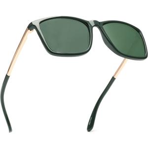 JIM HALO Polarized Driving Sunglasses Retro Square UV protection Classic Sun Glasses Men (Green)