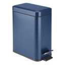mDesign Small Modern 1.3 Gallon Rectangle Metal Lidded Step Trash Can, Compact Garbage Bin with Removable Liner Bucket and Handle for Bathroom, Kitchen, Craft Room, Office, Garage - Navy Blue