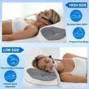CPAP Pillow for Side & Back Sleepers - Mask Compatible Contour Design to Reduce Leaks, Breathable Memory Foam Pillow with Ergonomic Support & Hose-Friendly Cutouts for Comfortable Sleep, Grey