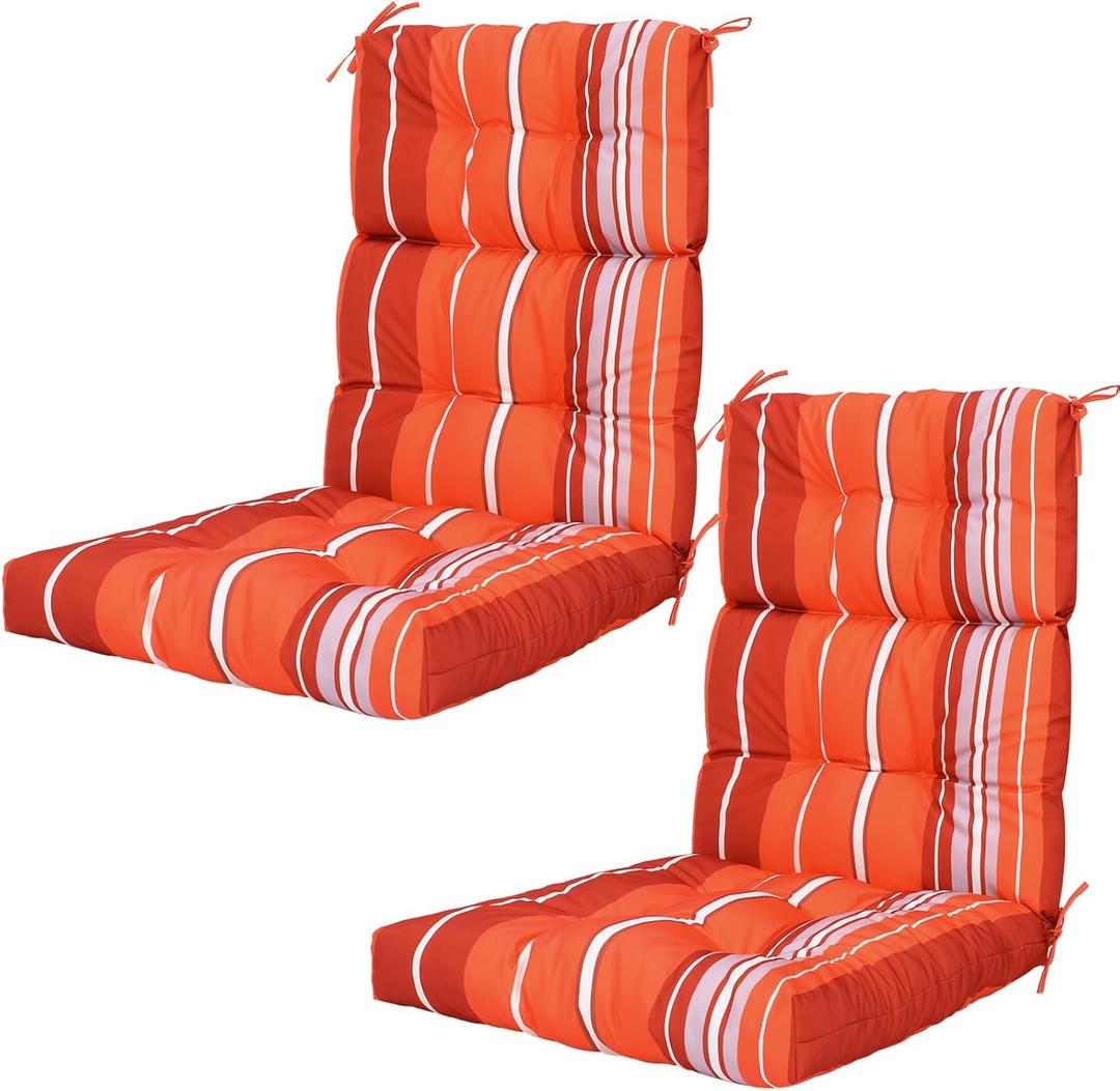 Dilunave 2 Pack Outdoor High Back Chair Cushions 46 x 22 Inch Patio Adirondack Chair Cushion Indoor Outdoor Furniture Patio Tufted Seat Accessories