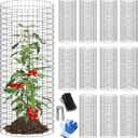 12 Set Plant Protectors Covers from Animals, 36 Pcs 24x12 Inch Metal Wire Garden Cages with Stakes & Ties, Outdoor Protection to Keep Rabbits Chickens Out for Flowers Vegetables (Black)