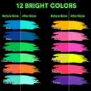 Dunzoom 48 Pcs Glow in The Dark Paint Pen 12 Colors Acrylic Paint for Clothes Glow in The Dark Neon Fabric Marker for Clothes Canvas T-shirt Rock Art Painting Crafts Ideal for Art Supplies