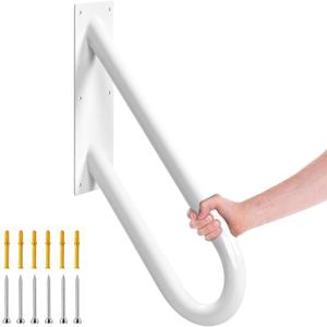 18" Handrails for Outdoor Steps, U-Shaped Wall Mount Railing for 1-3 Steps with Powder Anti-Rust Coating Finish, Hand Rails for Seniors, Safe Grab Bars for Stairs, Garage, Porch, Bathroom