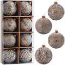 3.15" Vintage Christmas Ball Ornaments, Rustic Iron Gray Frosted Distressed Christmas Ornaments Set, Shatterproof Farmhouse-Style Tree Decorations for Xmas Home Holiday Décor(Pack of 8)