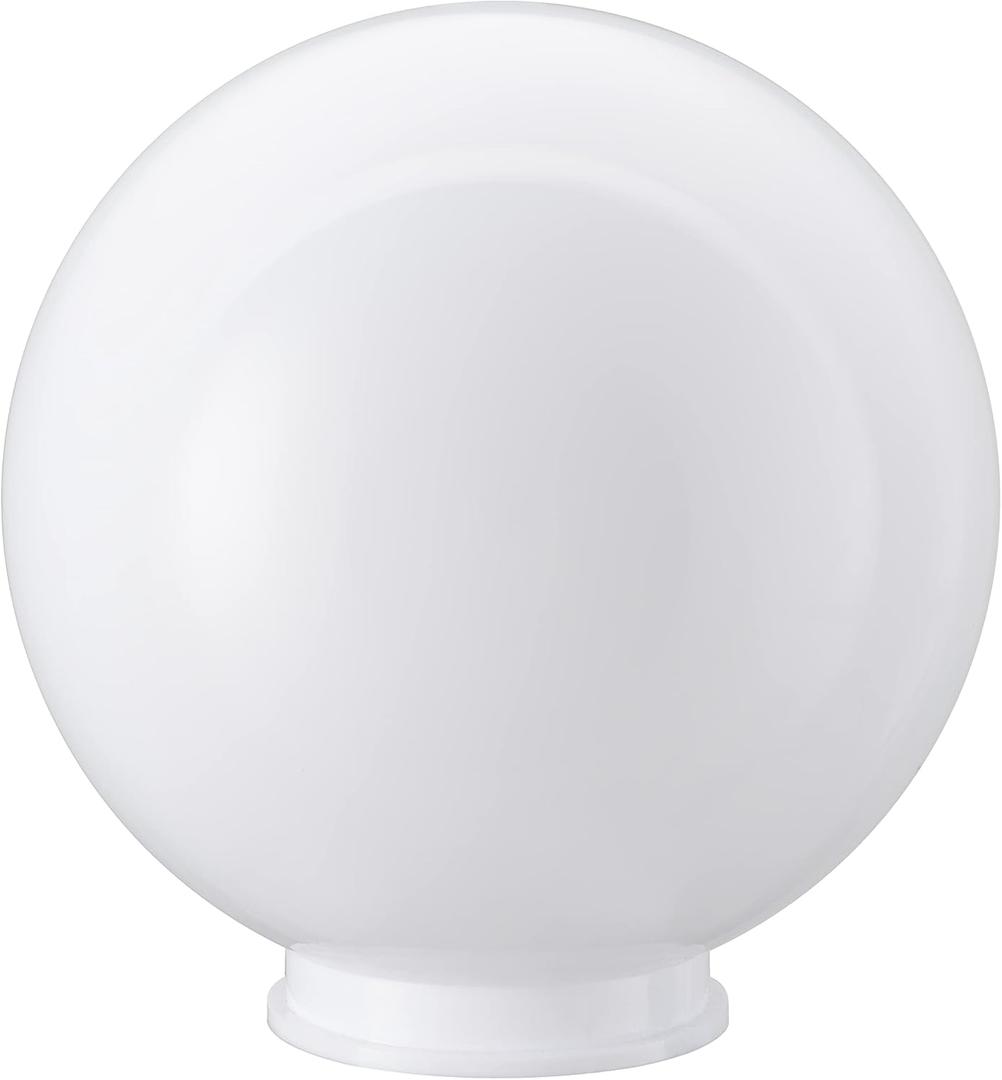 Aspen Creative 28002-41, 8" White Acrylic Replacement Lamp Post Globe with 3-3/4" Fitter Neck