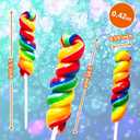 Rainbow Twisty & Swirl Lollipops 32 Pack, Unicorn Candy Twist Lollipops Individually Wrapped Suckers, Kid's Lollipops Candy Bulk for Birthday Party Favors, Mixed Fruit Flavor