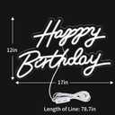 Happy Birthday Neon Sign for Wall Decor, LED Happy Birthday Light Up Sign, USB Powered Dimmable Neon Light for Birthday Party Decorations Backdrop, White