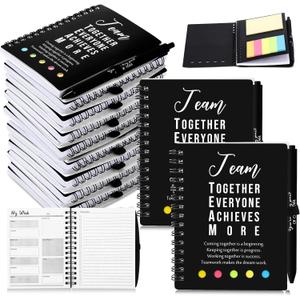 48 Pcs/24 Set Employee Appreciation Gift for Coworkers Staff Teacher Positive A6 Spiral Journal Notebook with Pen for Team Volunteer Week Lab Week(Black,Team Together)