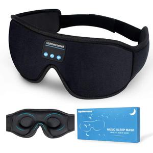 Sleep Headphones, Bluetooth 5.0 Wireless 3D Eye Mask, Lightimetunnel Washable Sleeping Headphones for Side Sleepers With Adjustable Ultra Thin Stereo Speakers Microphone Hands Free for Insomnia Travel (1 Count (Pack of 1), Black)