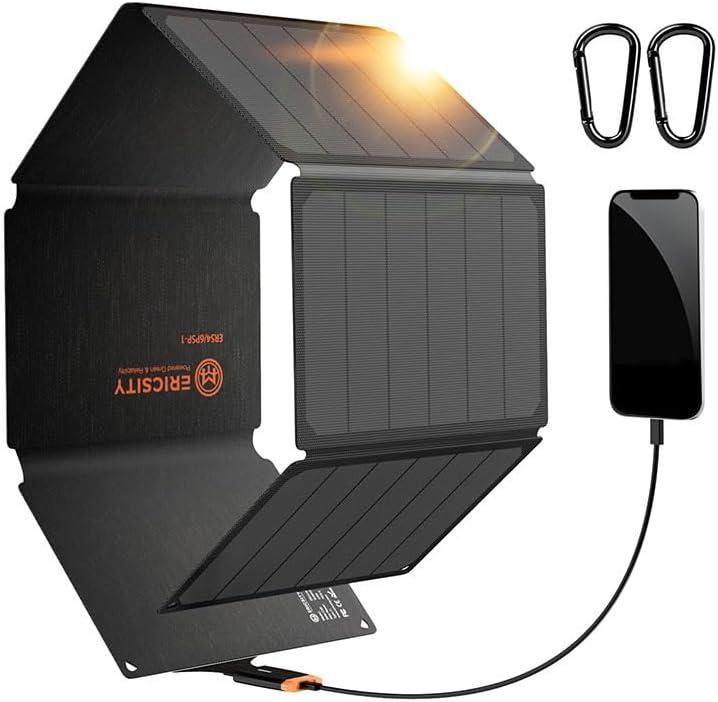 Portable Solar Panel 54W Solar Phone Charger with QC3.0 USB-C Fast Charging OutputFoldable Solar Panel for Camping IP67 Waterproof Solar Charger Power Bank with ETFE Surface Material