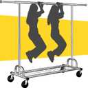 Raybee Clothes Rack, Clothing Rack Load 485 LBS, Heavy Duty Clothes Rack, Rolling Clothes Racks for Hanging Clothes, Metal Garment Rack with Sturdy Wheels
