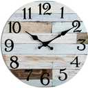 Wall Clock Battery Operated 16 Inch Silent Non-Ticking Coastal Country Style Decorative for Living Room, Kitchen, Home,Bathroom, Bedroom, Laundry Room (Multicolor)