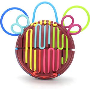 Silicone Sensory Activity Ball,Spherical Six-Sided Sensory Activity Board ,Fidget Toy for Calming, Stress, Anxiety, ADHD & Autism,Kids 3+ & Adults,with 20 Strings (Berries)