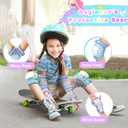 Knee Pads for Kids - ZOOBLISS Toddler Knee and Elbow Pads Set Wrist Guards for Skating Girls Aged 3-12, Kids Protective Gear for Roller Skates Skateboard Bike Scooter, Included Drawstring Bag(Rainbow) (Medium, Mermaid Cyan)