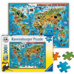 Ravensburger - Animals of The World - 300 Piece Jigsaw Puzzle - XXL Pieces for Easier Assembly - Exciting, Colorful Animal Map - Premium Quality - Ideal Gift - Screen-Free Fun - Children Age 9+
