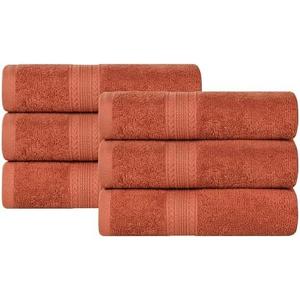 Superior Eco-Friendly Cotton 6-Piece Hand Towel Set, Small Towels for Spa, Resort, Hotel, Guest Bath, Kitchen, Quick Dry, Soft, Bathroom Accessories, Home and Apartment Essentials, Copper