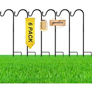 6 Pcs 15 Inch Shepherds Hook for Outdoor Adjustable Bird Feeder Pole Metal Steel Shepard Hooks for Hummingbird Stand Feeder Pole for Garden Plant, Lantern, Hanging Wedding Decor