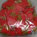 WILLBOND 36 Pieces Christmas Poinsettia Glitter Faux Flowers Christmas Artificial Flowers Tree Ornaments Topper Xmas Decorations(Red)