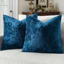 MIULEE Velvet Throw Pillow Covers Set of 2, Soft Neutral Decorative Pillow Cases with Luxurious Textured Vintage Cushion Covers for Home Decor Couch Sofa Bed,Navy Blue 16x16 inch