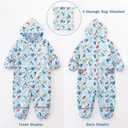 Kids Toddler Rain Suit for Boys Girls One Piece Hoodie Zipper Cartoon Waterproof Coverall Rain Jacket 1-10 Years (Blue, L)