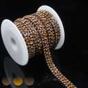 PEARLY JUN 3 Yards 3 Rows Champagne Rhinestone Chain Bling Crystal Trips Diamond Applique Silver Fringe Trim for Crafts Dress Applique Clothing Sewing Mystic Topaz Embellishments